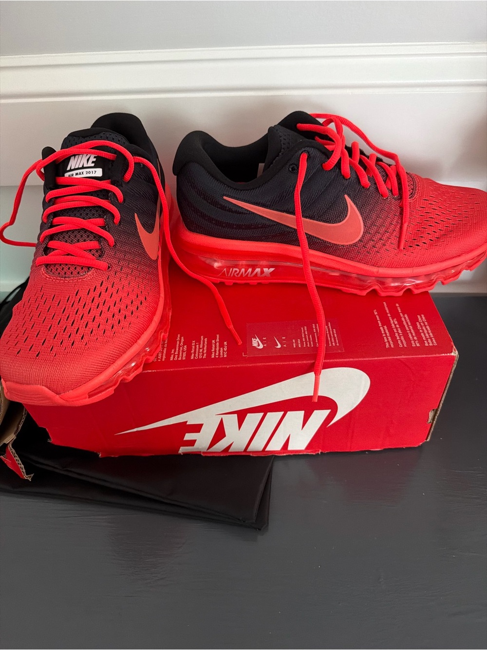 Nike Red and Black Gradient Air Max Running Shoes